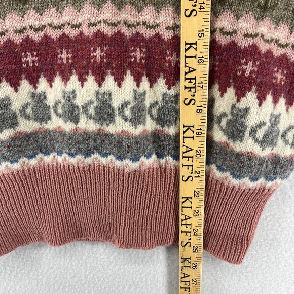 MOUSSIE Sweater 38 CatsWool Blend 70s Susan Brisol Jacquard Floral Jumper VTG HK - Picture 12 of 14